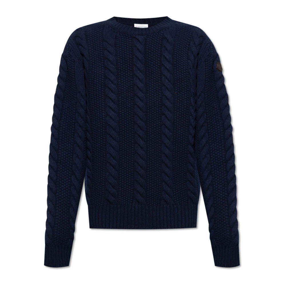 Moncler Trui met decoratieve brei Blue Heren