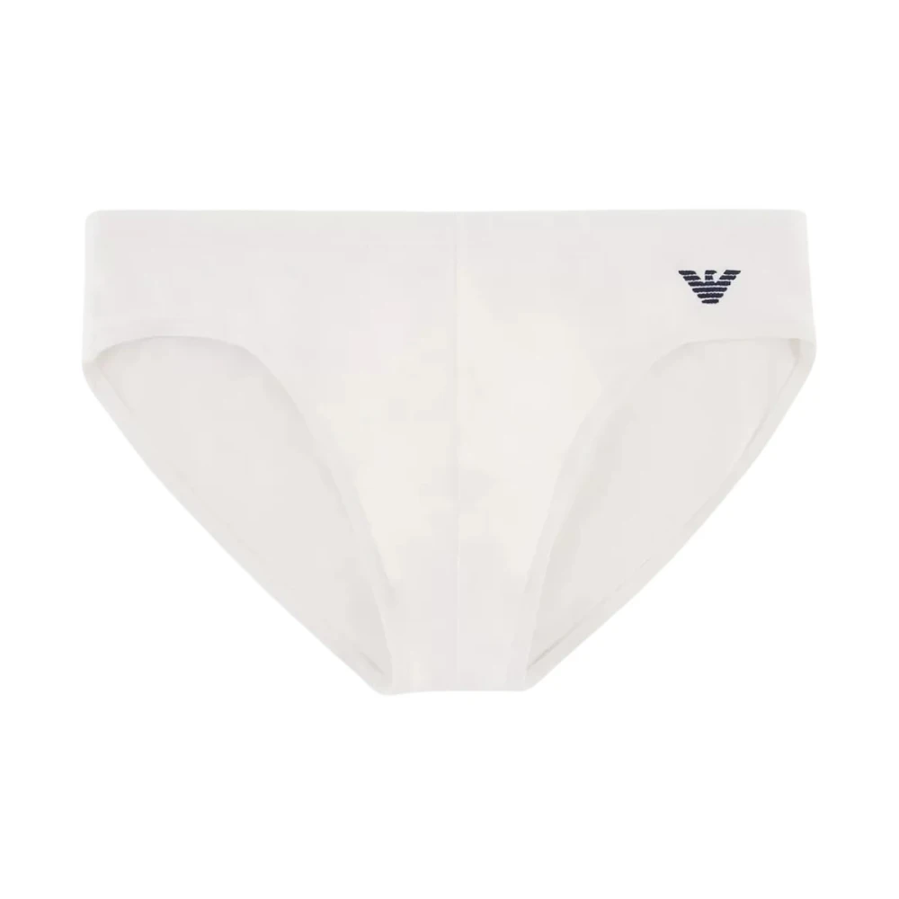 Emporio Armani Geborduurde logo zwembroek Wit White Heren