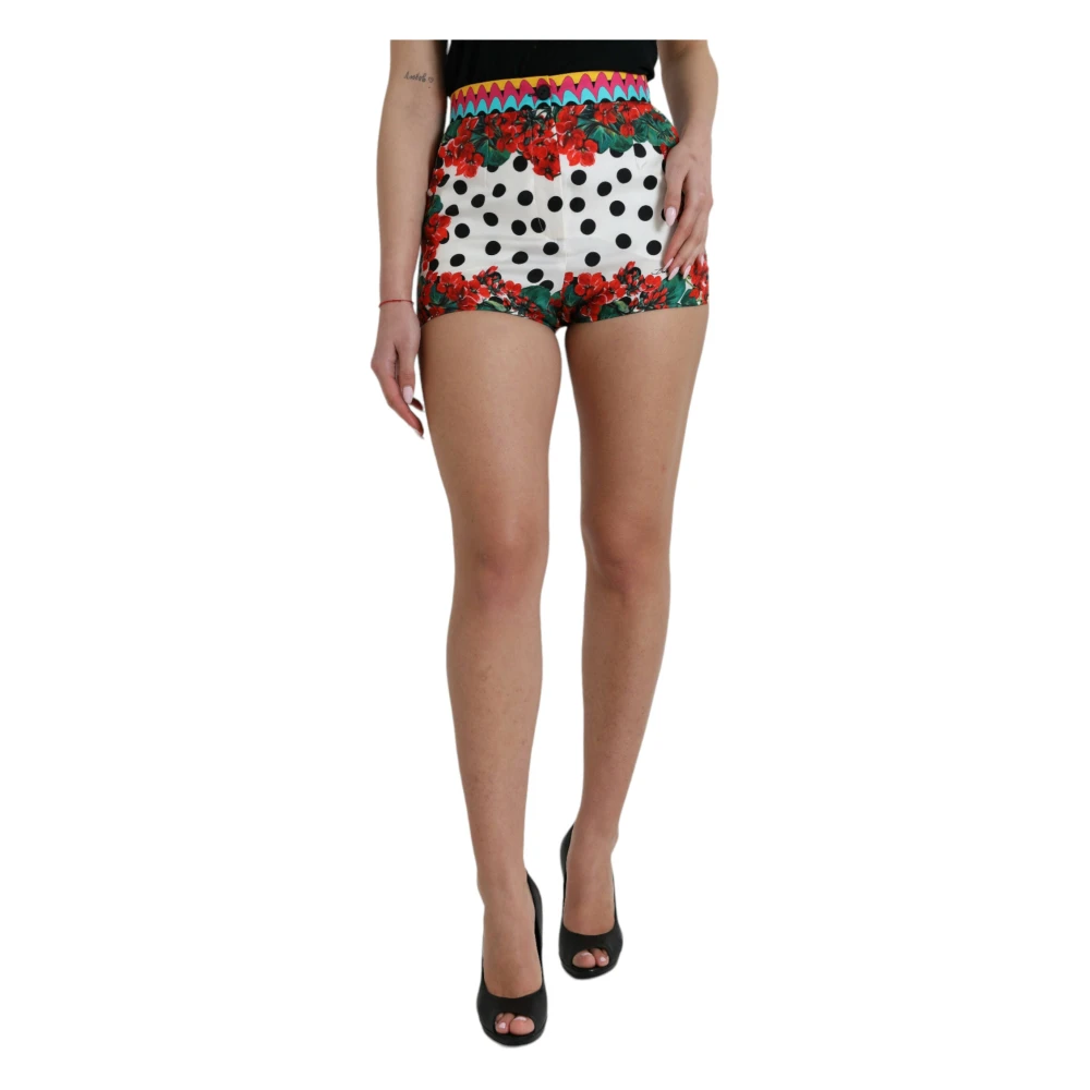 Dolce & Gabbana Hoge Taille Multicolor Zijden Hotpants Multicolor Dames