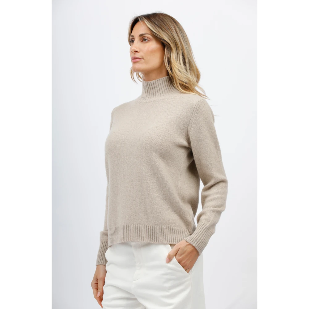 Gran Sasso Turtleneck trui met zijsplitten Beige Dames