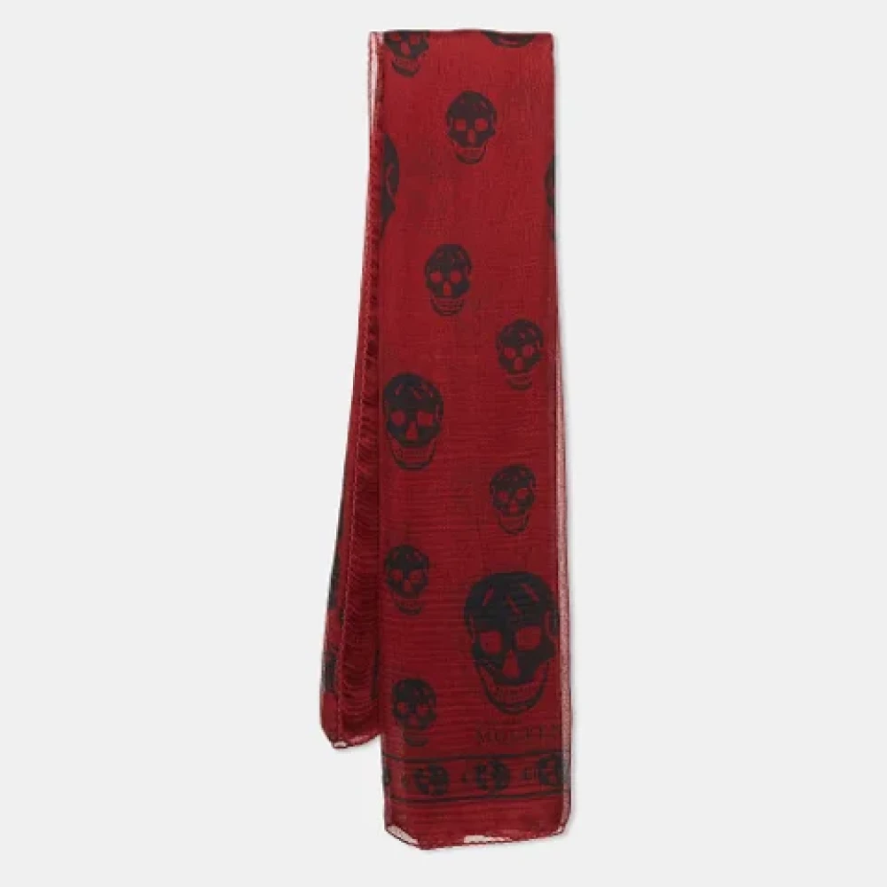 Alexander McQueen Pre-owned Silk scarves Red Unisex