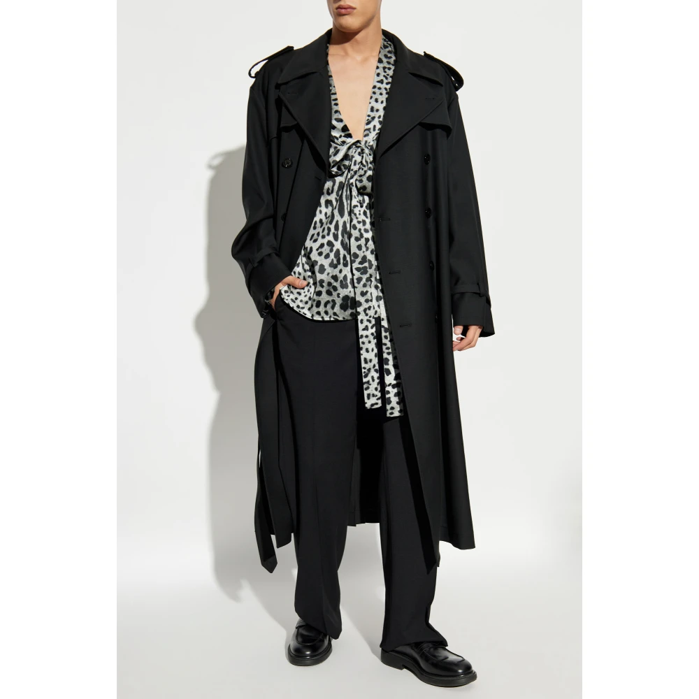 Dolce & Gabbana Dubbelrijige trenchcoat Black Heren