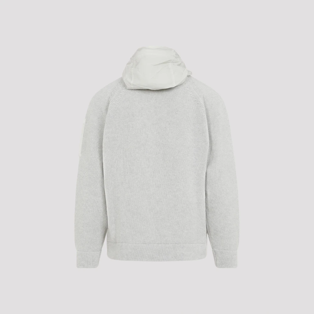 C.P. Company Off White Melange Knitwear Hoodie White Heren