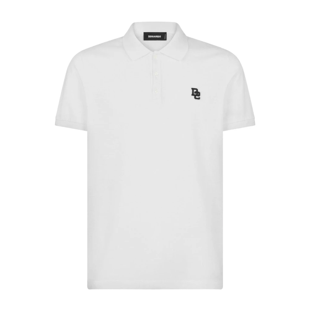 Dsquared2 Witte Katoenen Poloshirt Geborduurd Logo White Heren