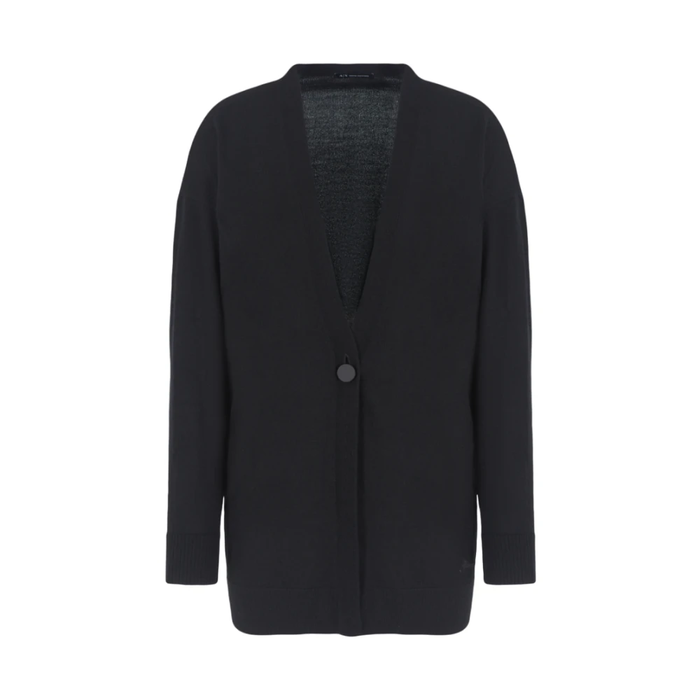 Armani Exchange Zwarte Shawl Kraag Sweater Aw24 Black Dames