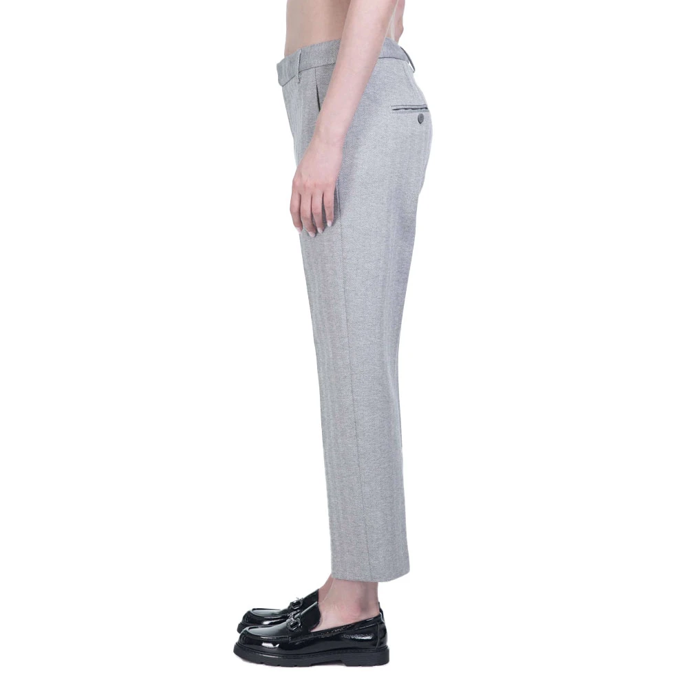 Dondup Enkellange Rits Chino's in Grijs Herringbone Gray Dames