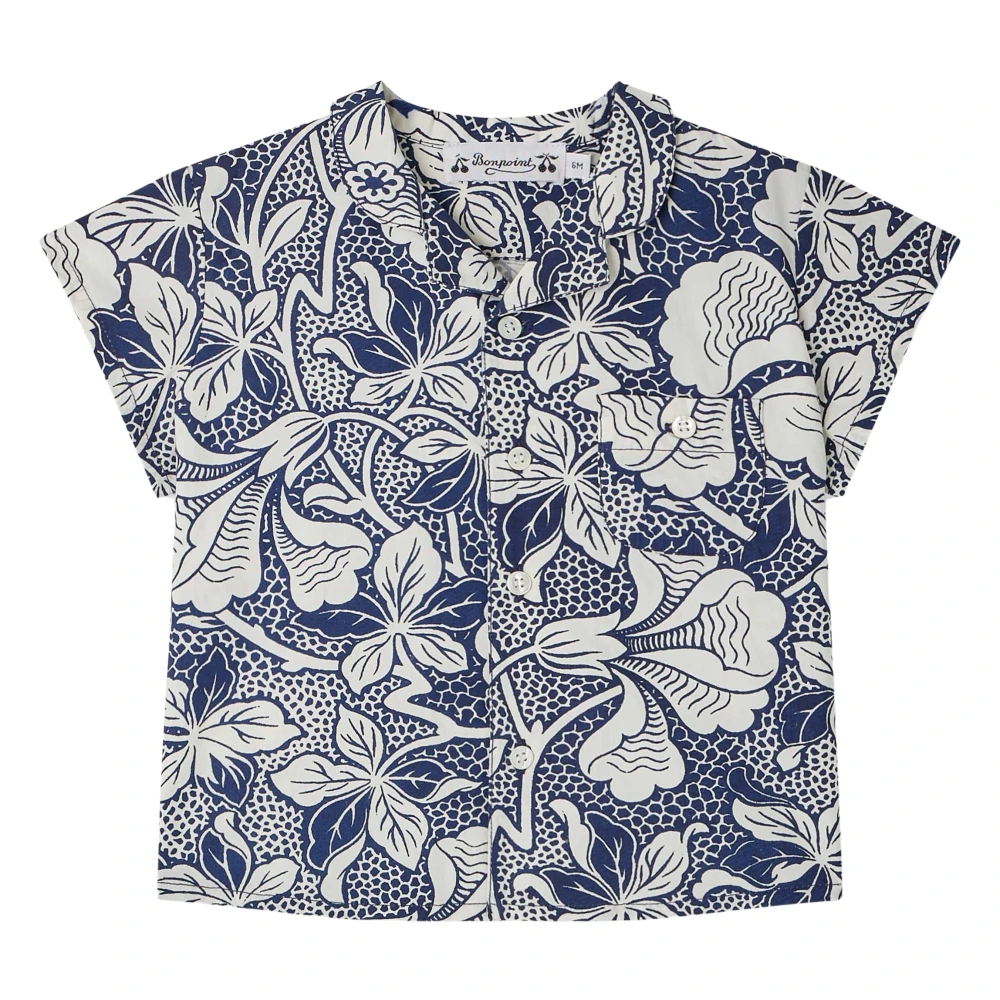 Bonpoint Blue Kids Shirts, Male, 12 M, Floral Gerald Shirt For Baby Boys