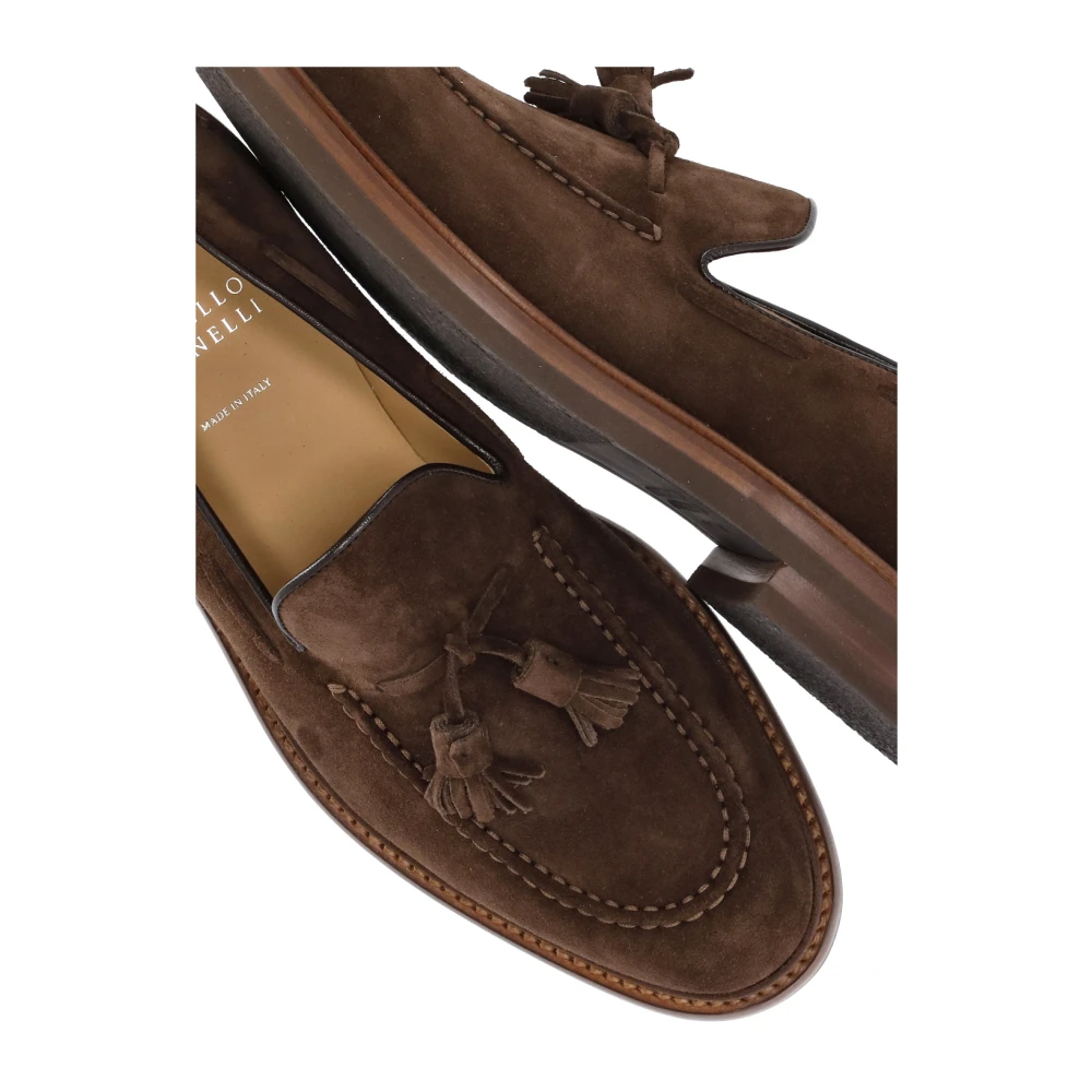 BRUNELLO CUCINELLI Bruine Suède Leren Loafers voor Heren Brown Heren