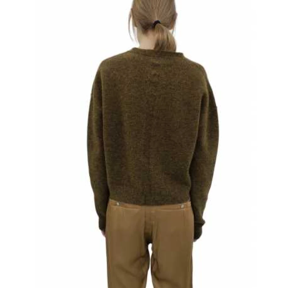Rick Owens Chiné Honey V-Neck Alpaca Wool Sweater Green Dames