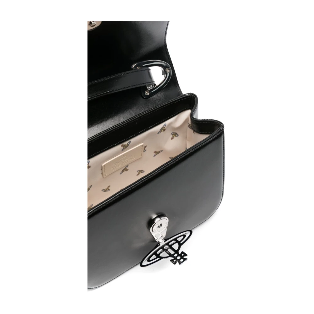 Vivienne Westwood Zwarte leren schoudertas Black Dames