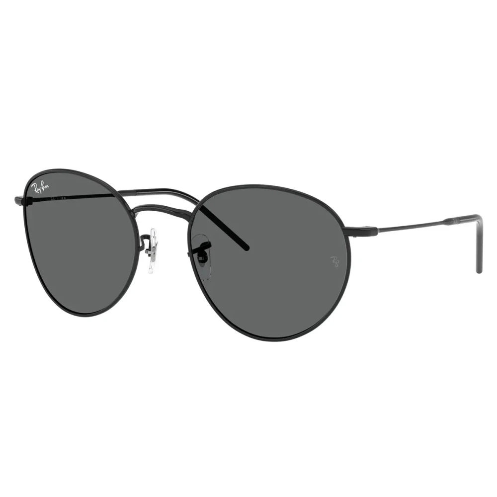Ray-Ban Black Sunglasses, Unisex, 53 Mm, Round Reverse Sunglasses, Dark Grey Lenses
