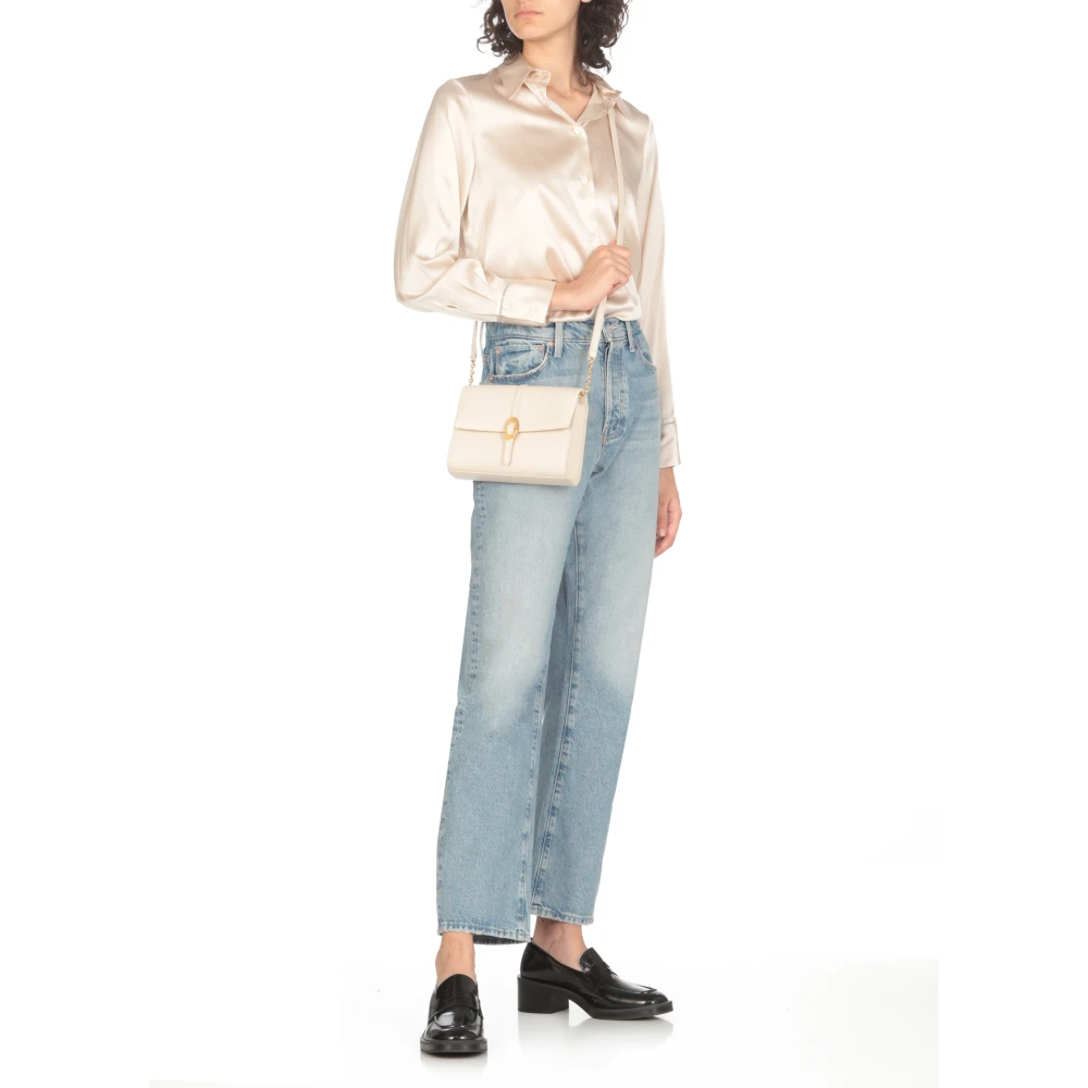 Coccinelle Leren schoudertas met kaarthouders Beige Dames