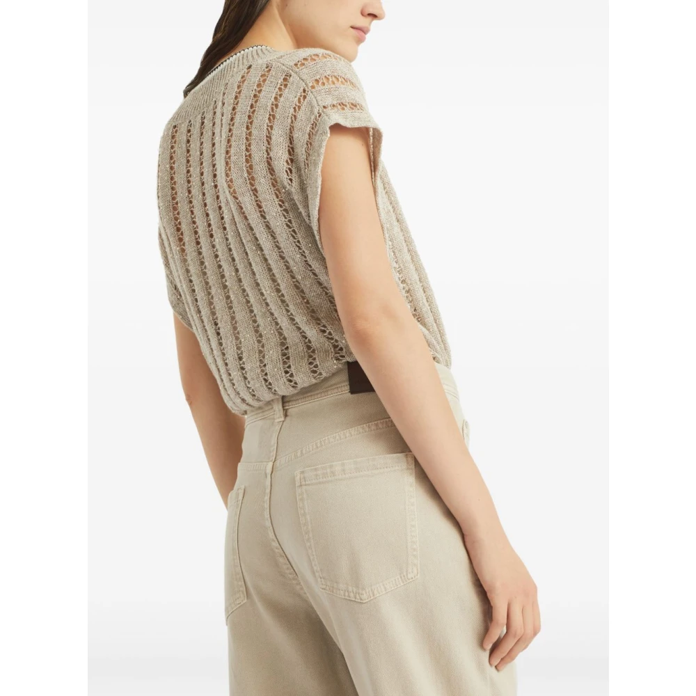 BRUNELLO CUCINELLI Beige Broek met Klassieke Vijf Zakken Beige Dames
