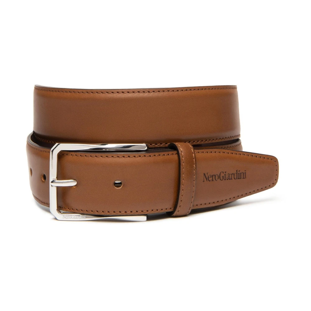 Nerogiardini Elegante Leren Riem voor Mannen Brown Heren