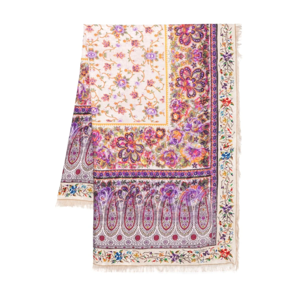 Pierre-Louis Mascia Bloemen Lila Paarse Franje Sjaal Multicolor Dames