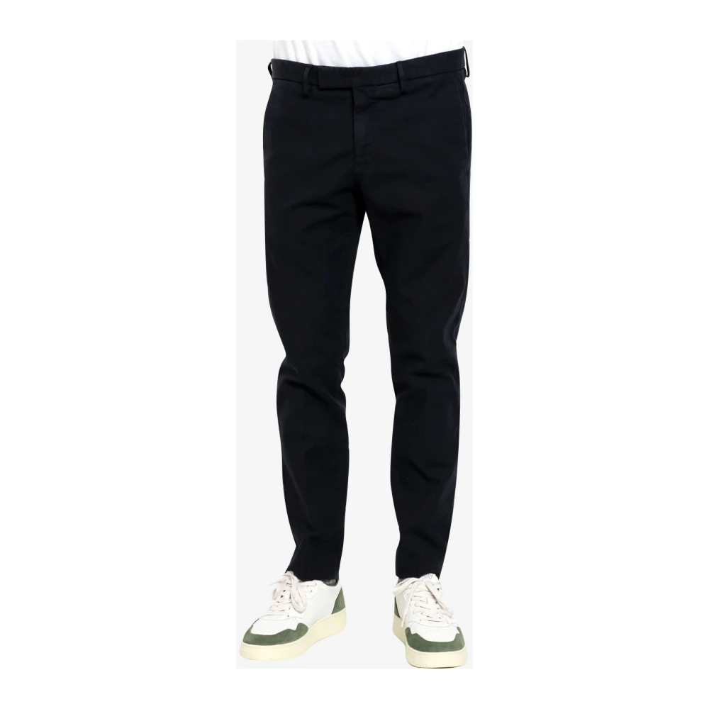 PT Torino Blauwe Katoenen Gabardine Maatwerk Broek Blue Heren