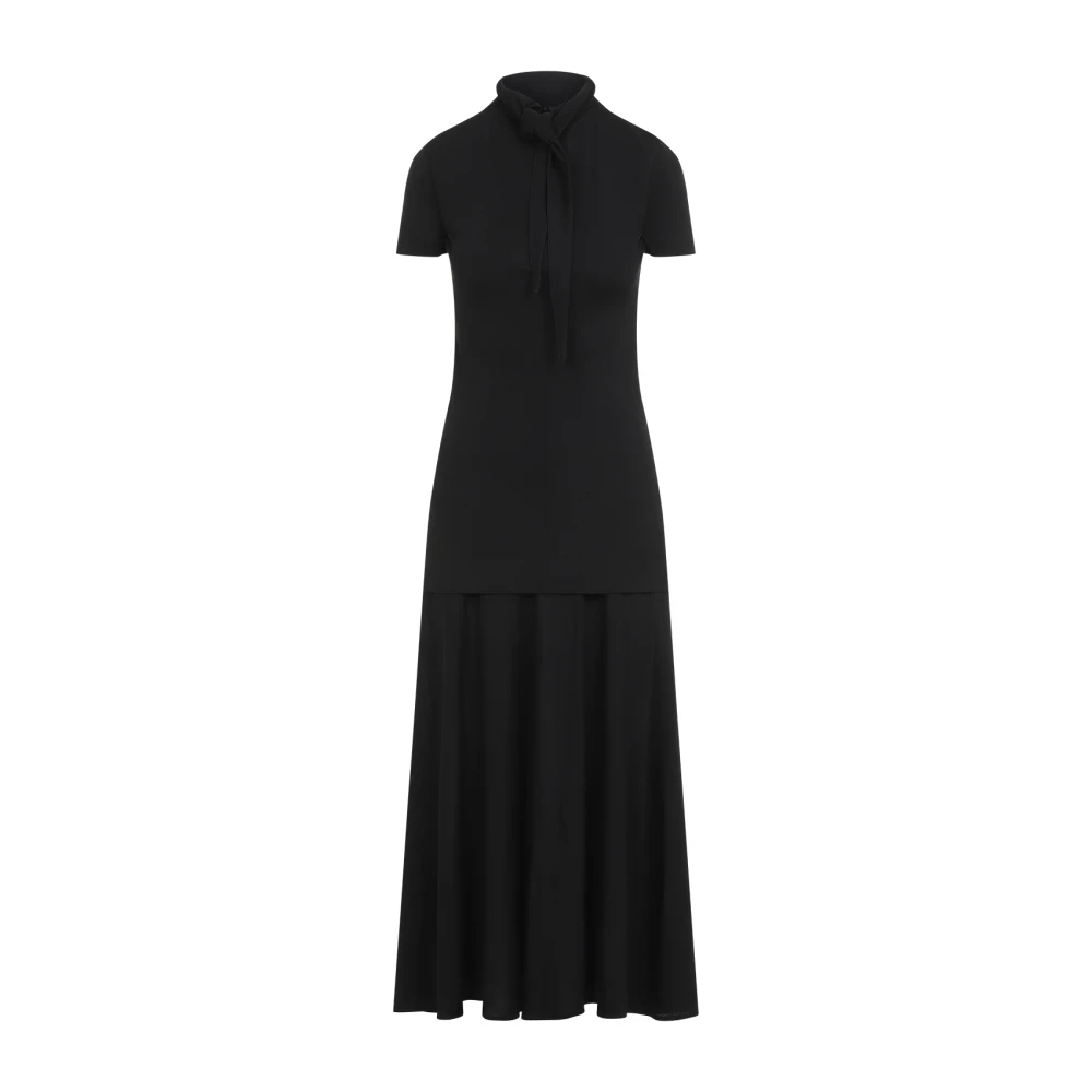 Jil Sander Women's Black Fluid Viscose High-Neck Dress - Maxi Dresses - S- Dresses