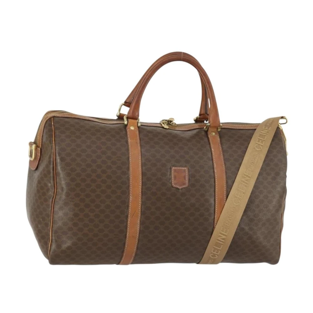 Celine Vintage Unisex Brown Pre-Owned Triomphe Canvas Travel Bag