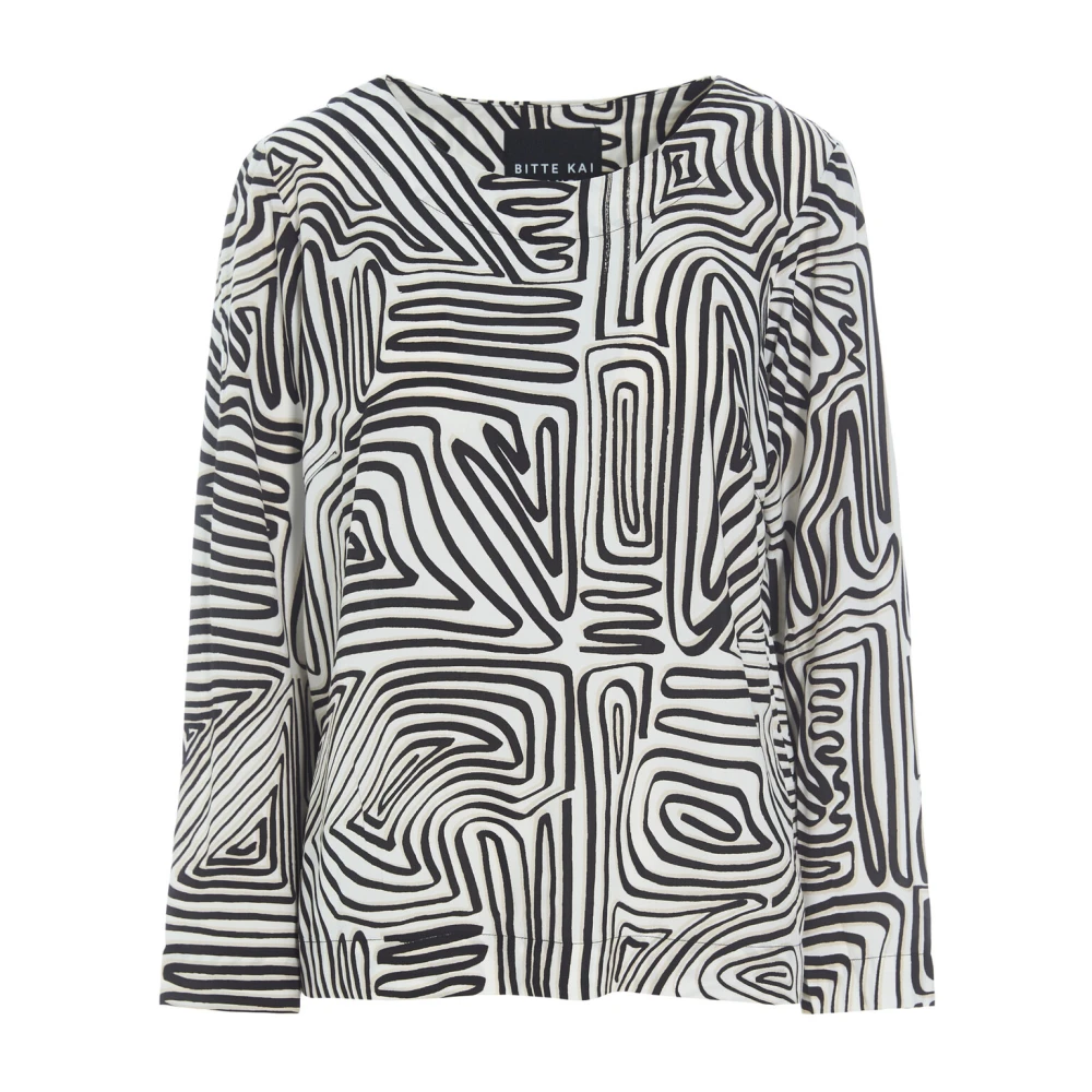Bitte Kai Rand Haru Blouse met Beetle Tracks Print Black Dames