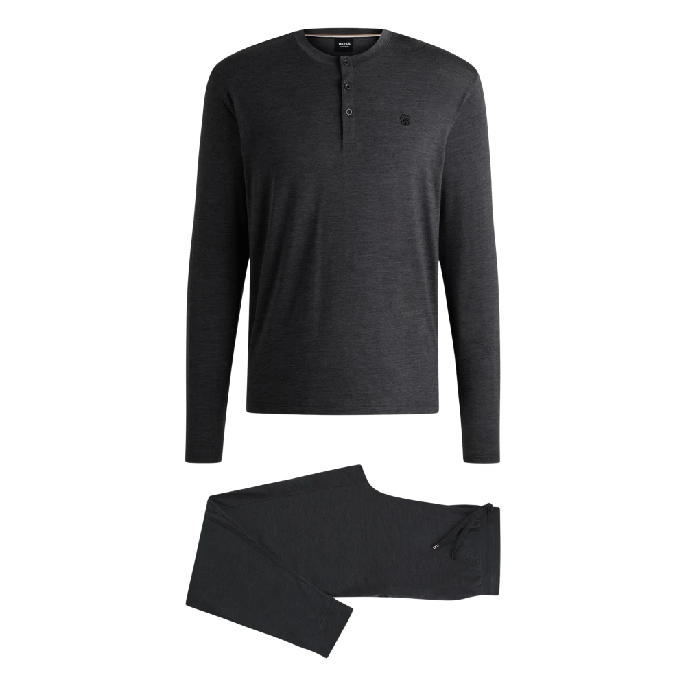 Hugo Boss Merino Long Set Grey Nachtmode Gray Heren