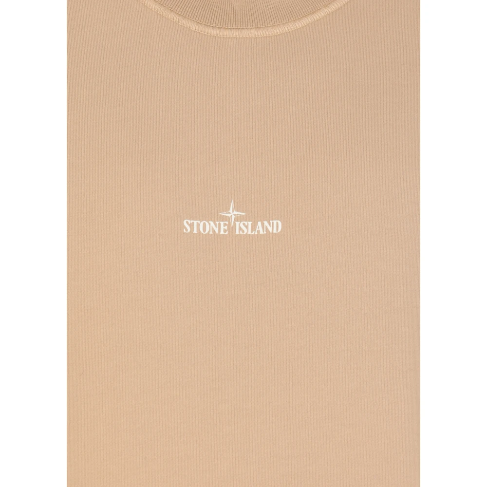 Stone Island Beige Katoenen Sweatshirt met Logoprint Beige Heren