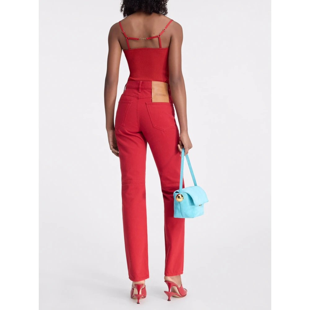Jacquemus Rode Straight Leg Jeans Red Dames
