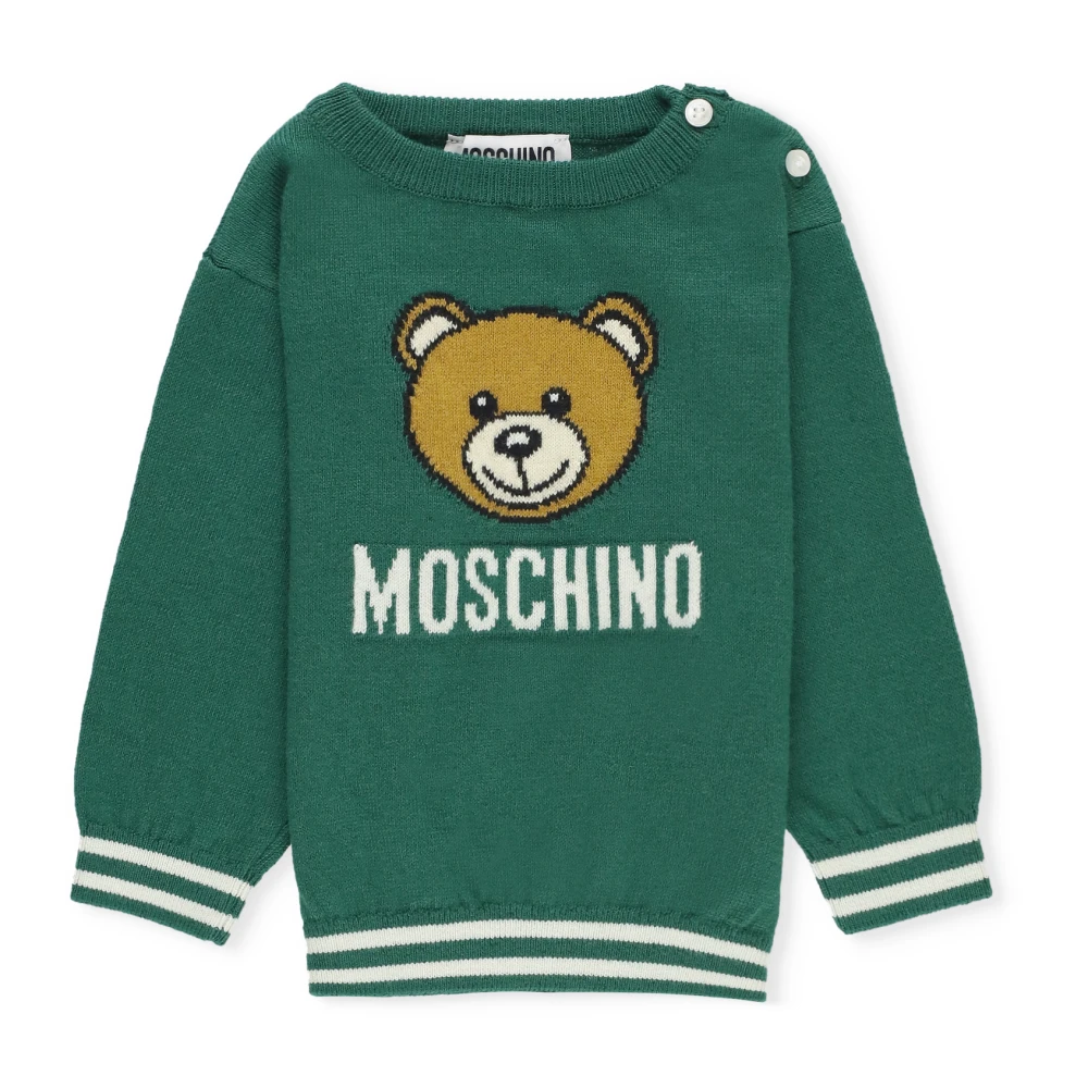 Moschino Green Baby Jumper With Teddy Bear Logo - Female - Kids Knitwear - 18 M - Kids
