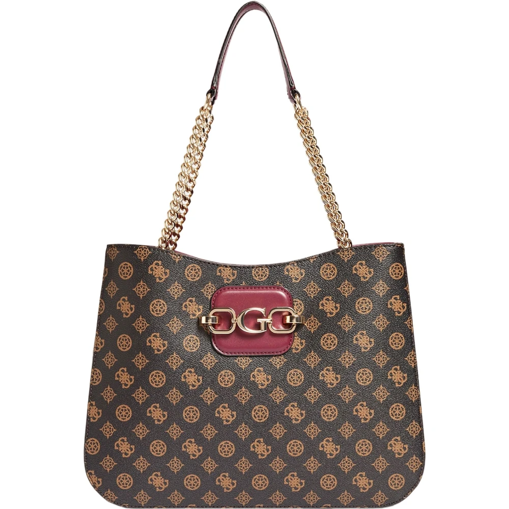 Guess Women's Brown Shopping Bags, One Size, Chain Tote Bag