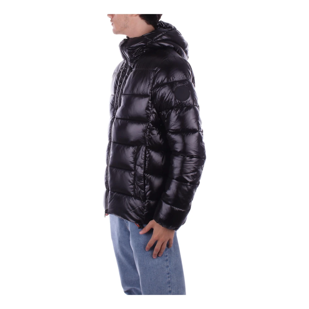 Save The Duck Zwarte Hoodie met zijlogo-rits Black Heren