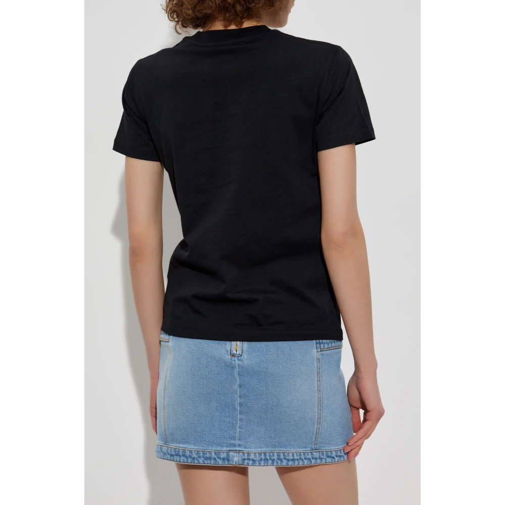 Versace Jeans Couture T-shirt met bedrukt logo Black Dames