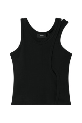 black-asymmetric-sleeveless-top