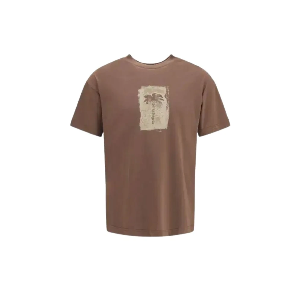 Palm Angels Men's Brown Brushed Palm Tree Regular Tee - Man T-Shirts M - Image 3