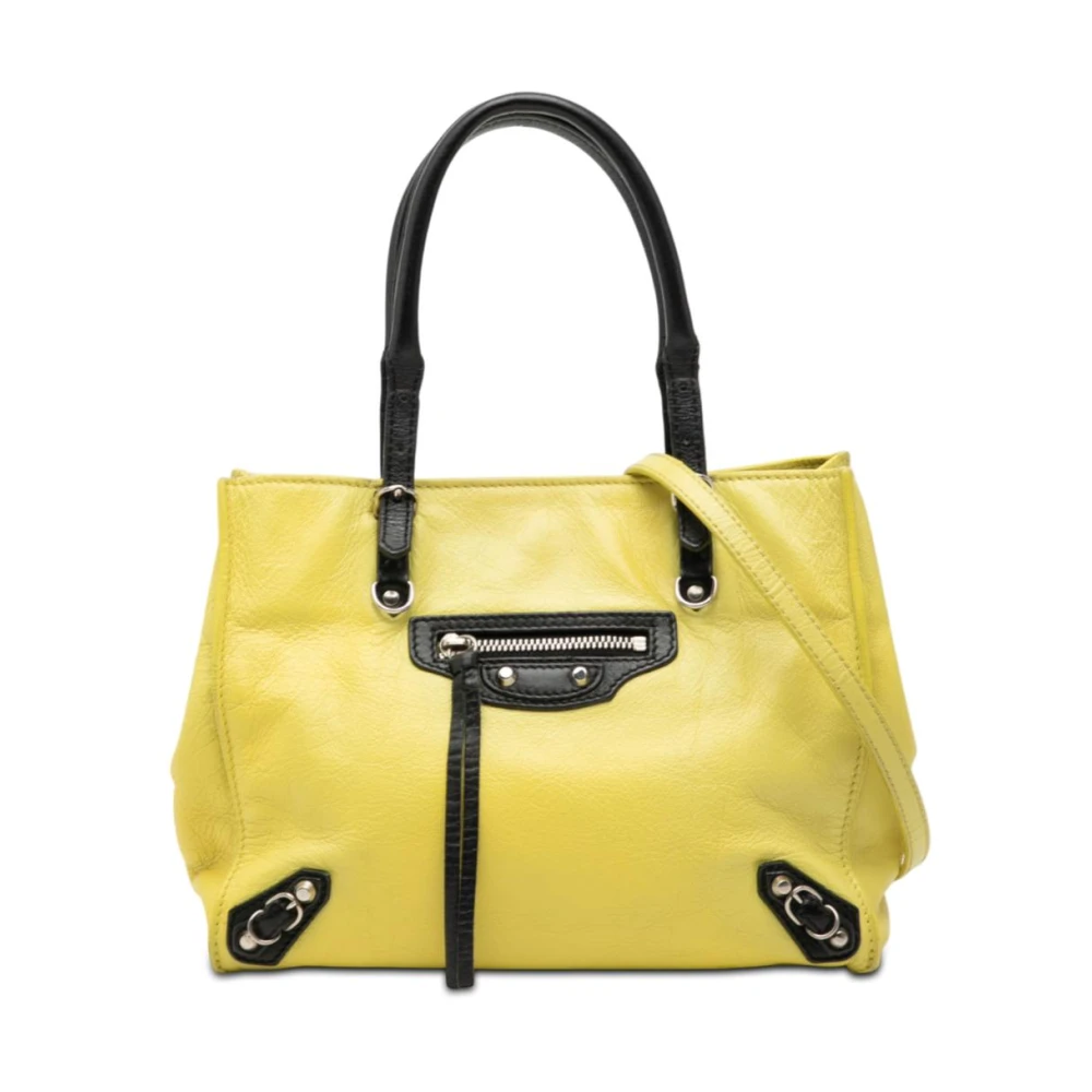 Balenciaga Vintage Women's Yellow Pre-Owned Leather Tote Bag