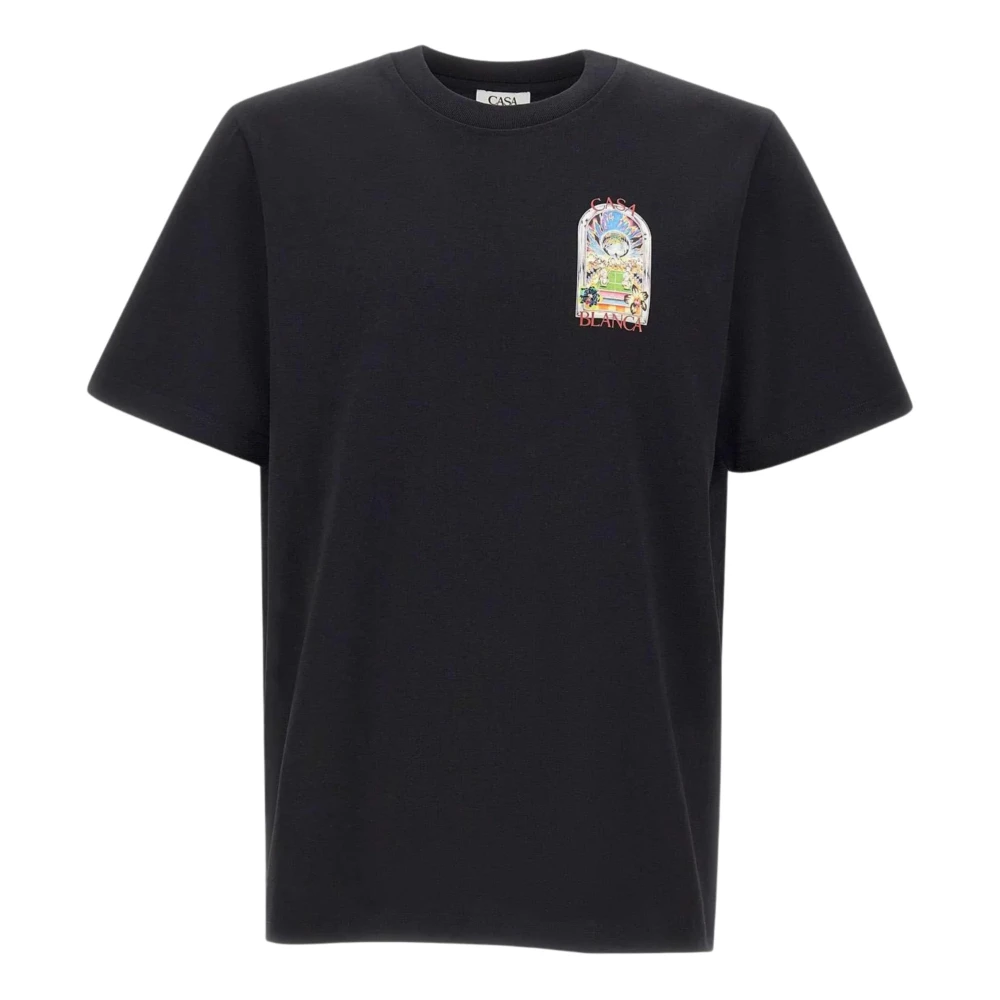 Casablanca Men's Black Graphic Print Round Neck Short Sleeve T-Shirt