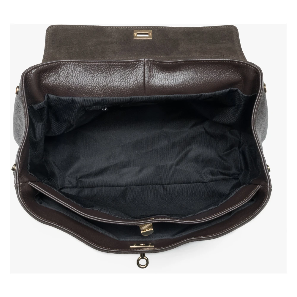 Estro Donkerbruine Satchel Handtas voor vrouwen gemaakt van Premium Italiaans Echt Velours Brown Dames