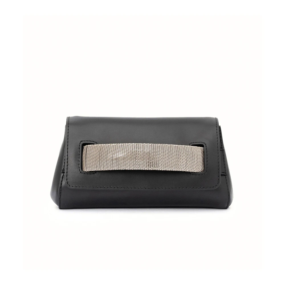 Orciani Zwarte Nappa Leren Clutch Tas Black Dames