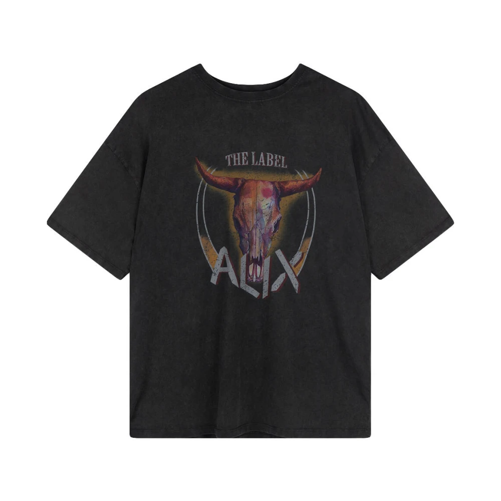 ALIX THE LABEL Dames Tops & T-shirts Ladies Knitted Bull T-shirt Zwart - Thumbnail 3