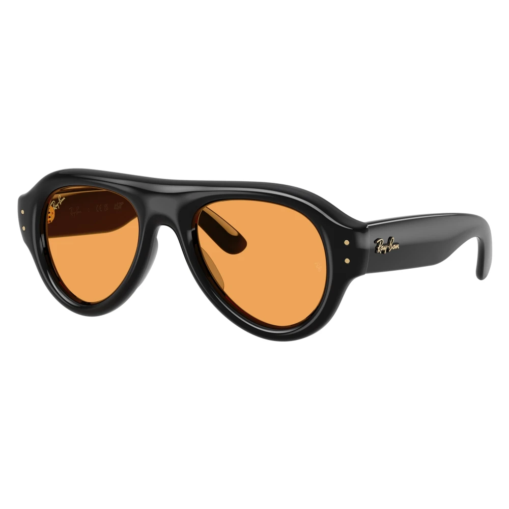 Ray-Ban Sunglasses Aviator Puffer - Black Frame Orange Lenses 50-21, RB4925 - Image 4