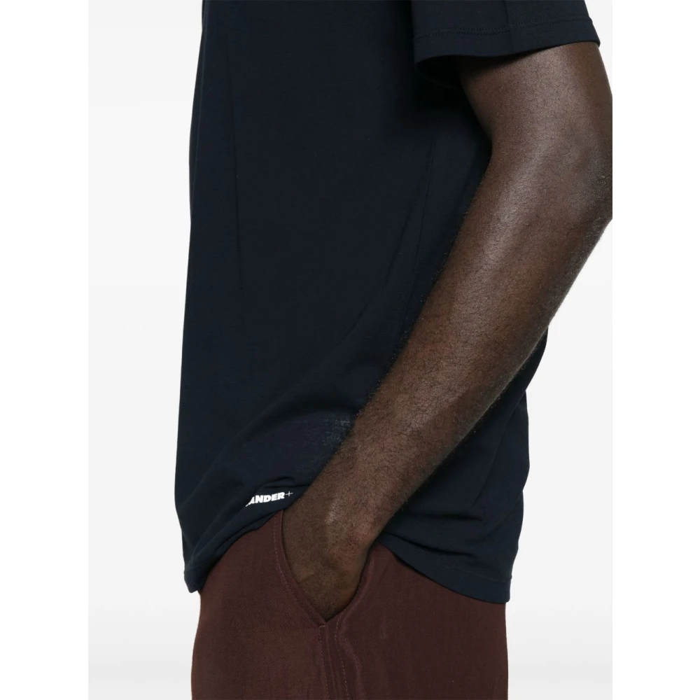 Jil Sander Logo Print Katoenen T-shirt Blauw Blue Heren