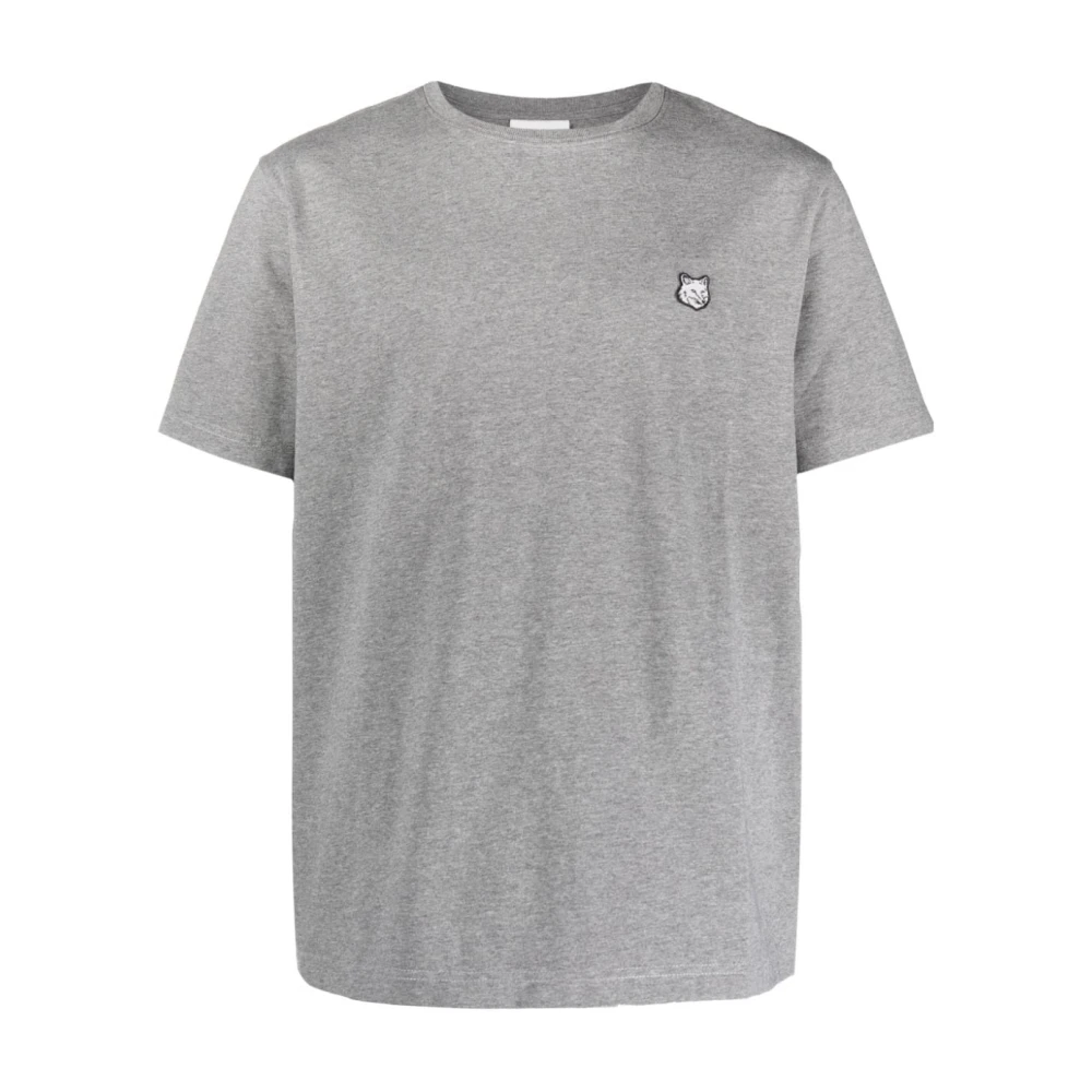 Maison Kitsuné Bold Fox Patch Katoenen T-shirt Gray Heren