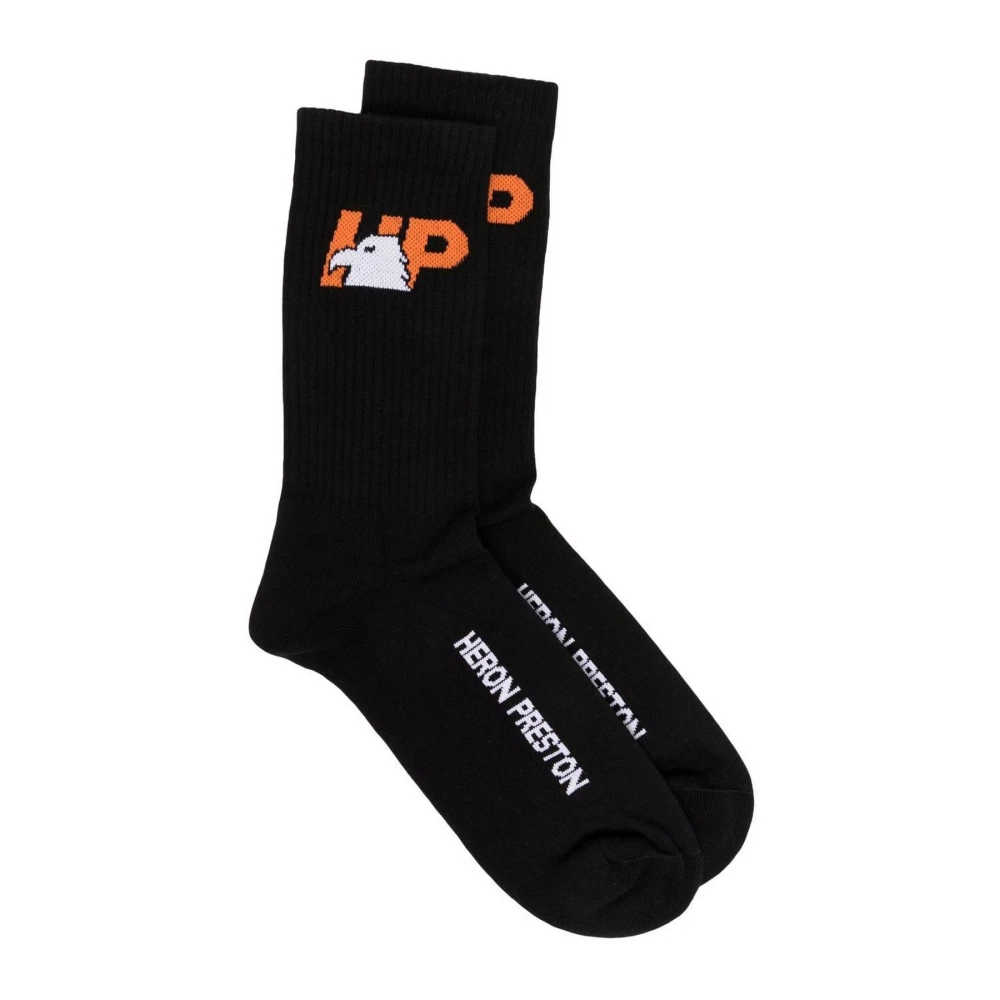Heron Preston Katoenen Intieme Lange Sokken Wit Oranje Black Heren