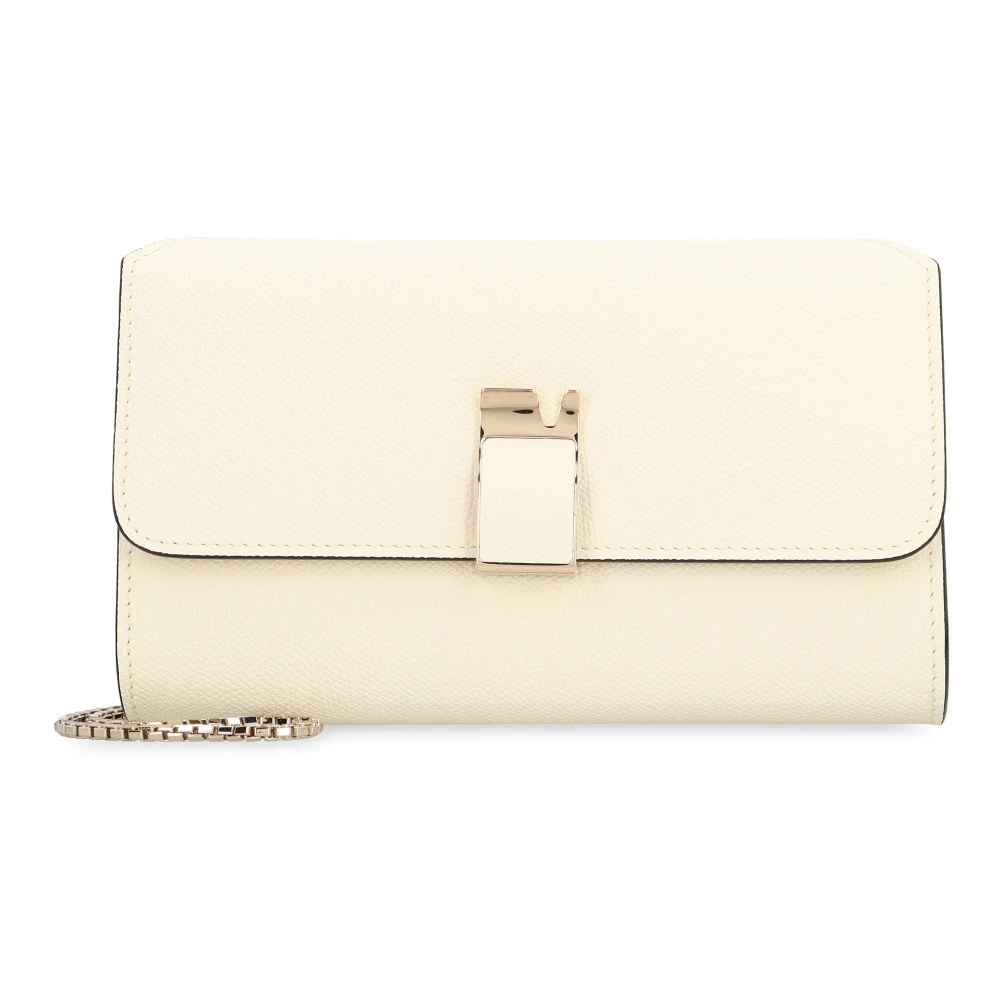 Valextra Leren Clutch met Kettingband Beige Dames