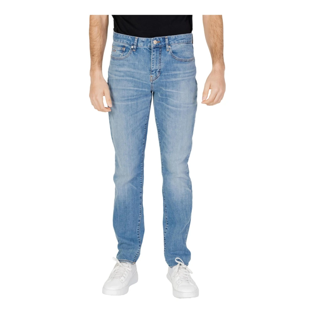 Armani Exchange Blauwe Plain Jeans met Rits Sluiting Blue Heren
