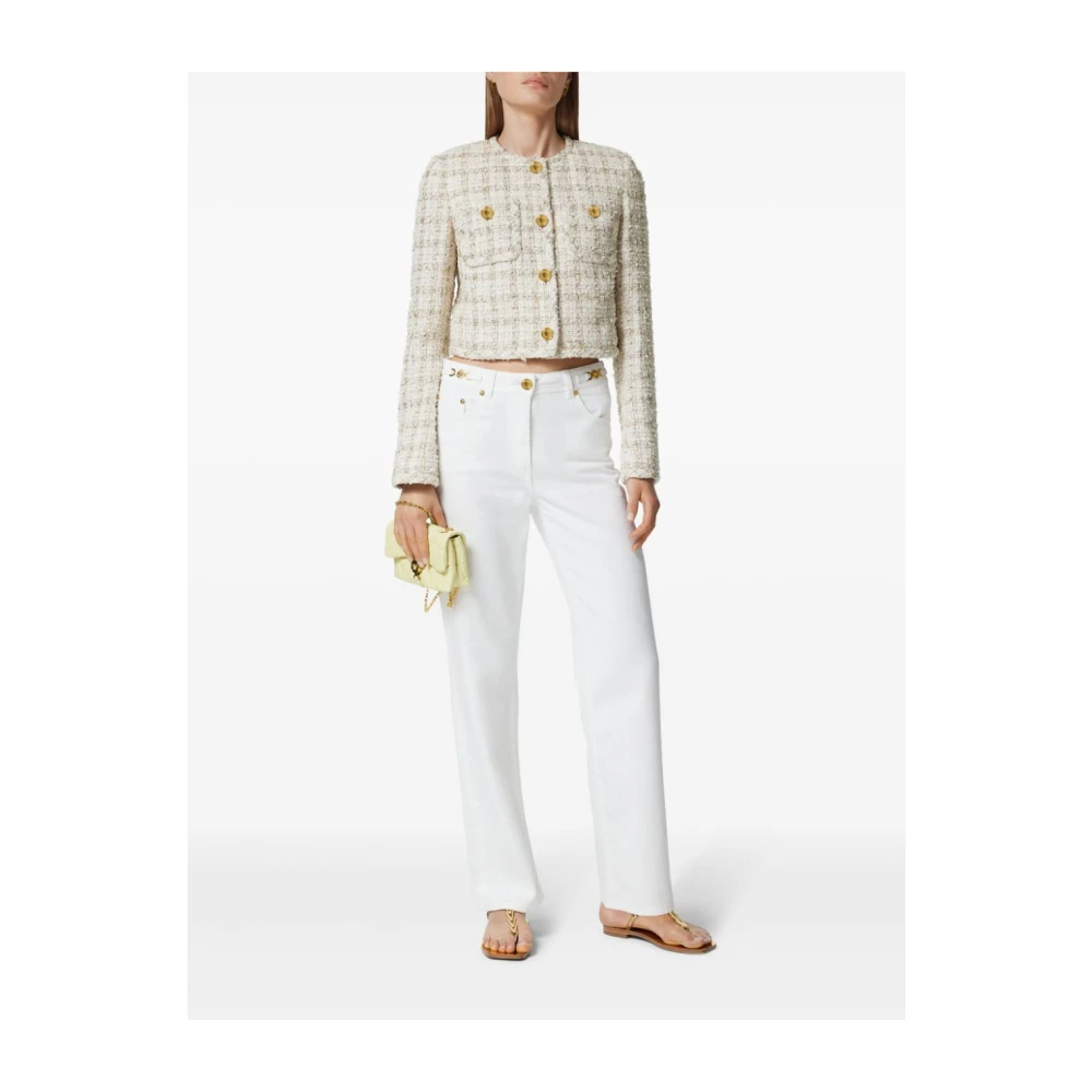 Versace Amandel Beige Jas met Medusa Knopen Beige Dames