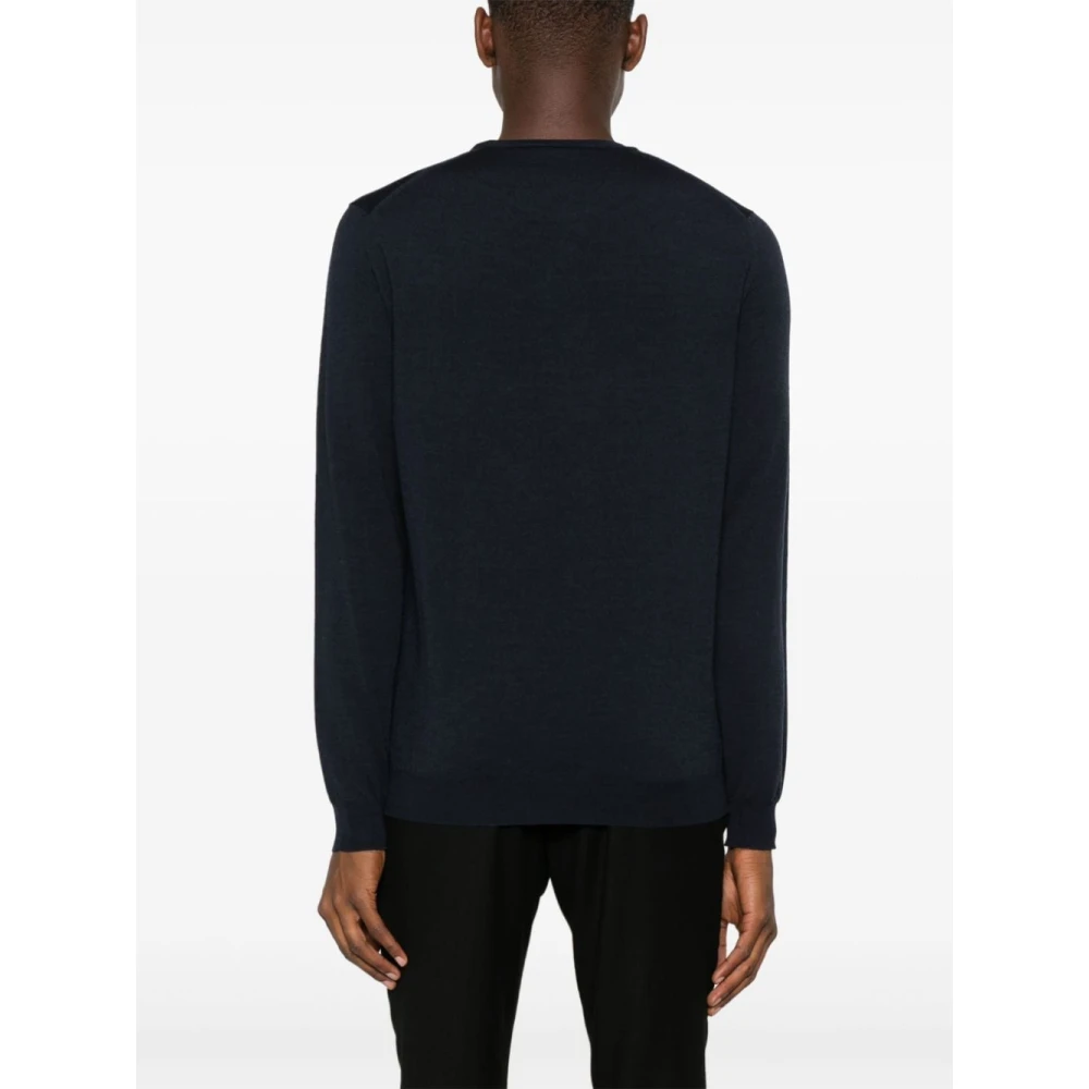 Zanone Blauwe Wollen Crew Neck Trui Blue Heren