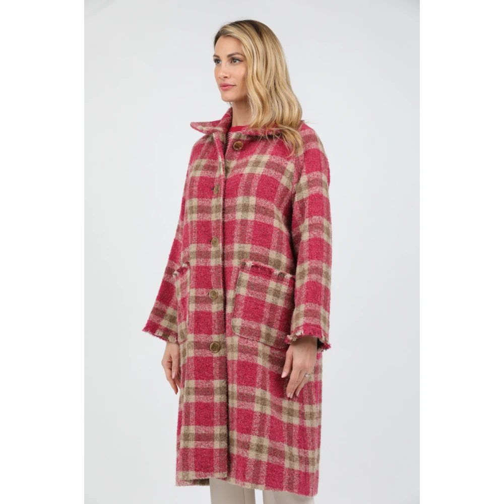 Rosso35 Geruite jas met knoopsluiting en opgestikte zakken Multicolor Dames