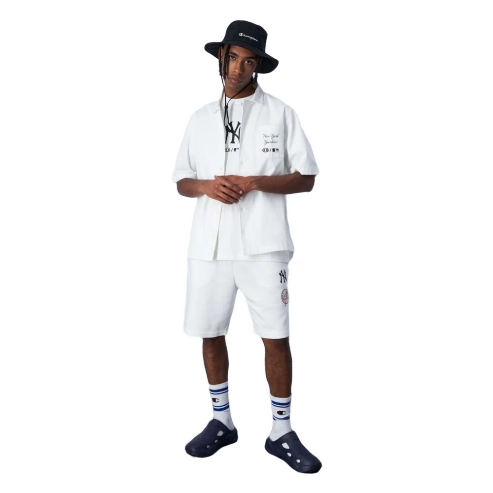 Champion New York Yankees Mlb Team Logo Shorts White Heren