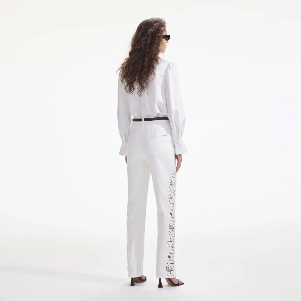 Self Portrait Cutwork Jeans White Dames