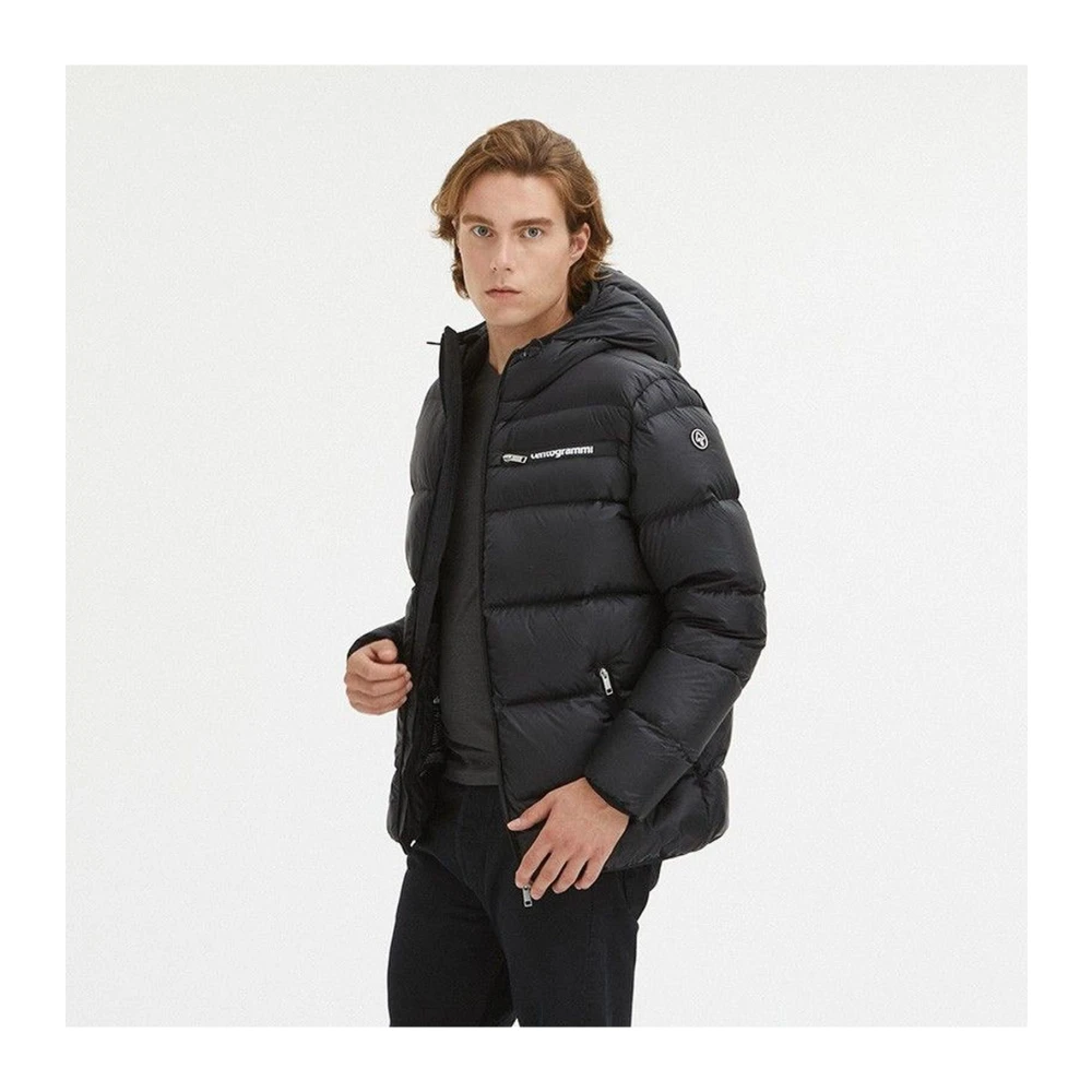 Centogrammi Zwarte Hooded Jas Black Heren