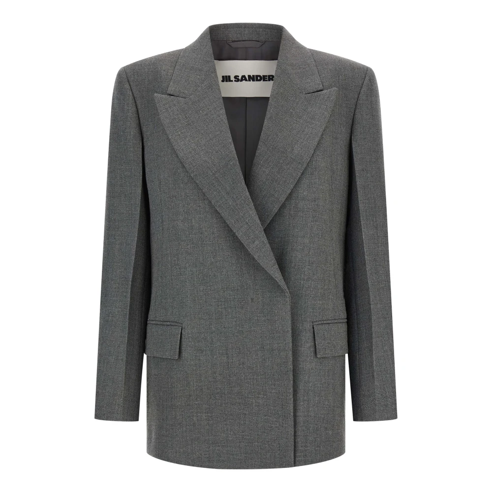 Jil Sander Women's Gray Double-Breasted Wool Blazer